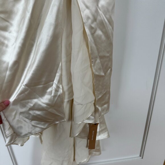 NWT Reformation Eisa Bridal Silk Maxi Dress Sz 4 in Ivory Asymmetric One Shoulde - Picture 5 of 9